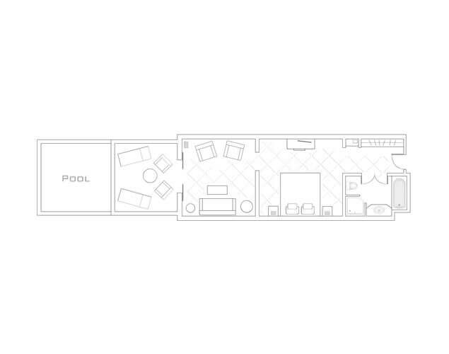 Studio Suite with Sea View and Pool Floor Plan