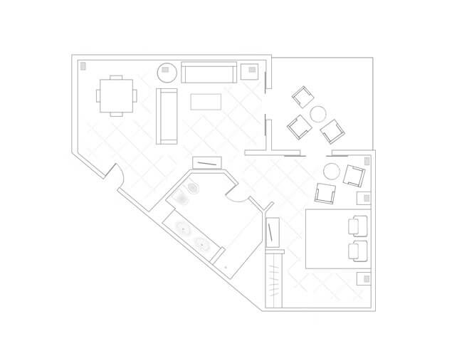 Superior Sea View One Bedroom Suite Floor Plan