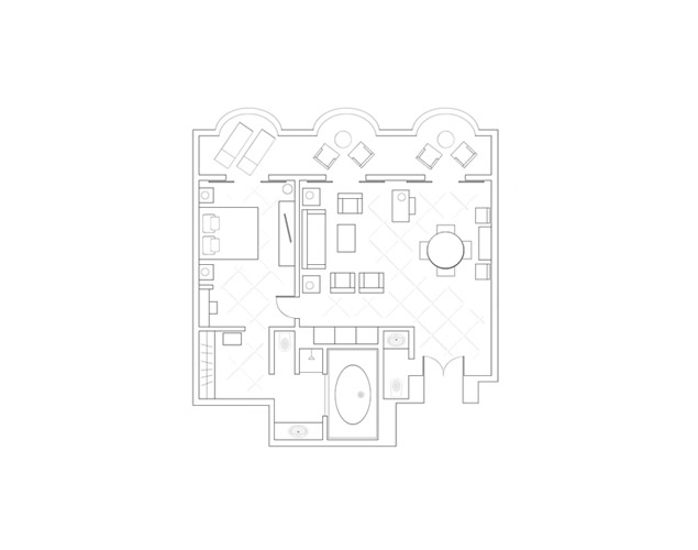 Alecos Sea View Suite - One Bedroom Floor Plan