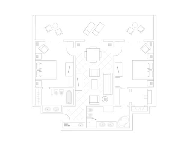 Two Bedroom Deluxe Sea View Suite Floor Plan